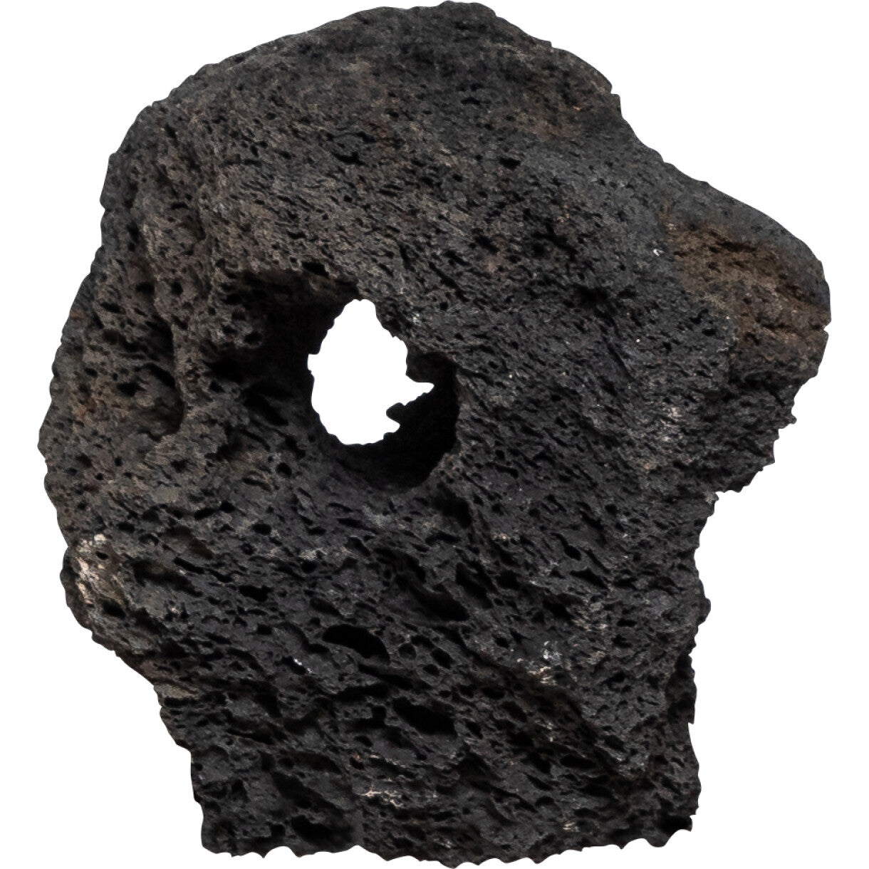 Carved Lavahule til akvarier med 3 huller - sort