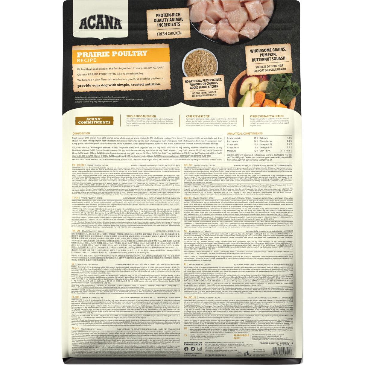  Acana Classics Prairie Poultry hundefoder med kylling 