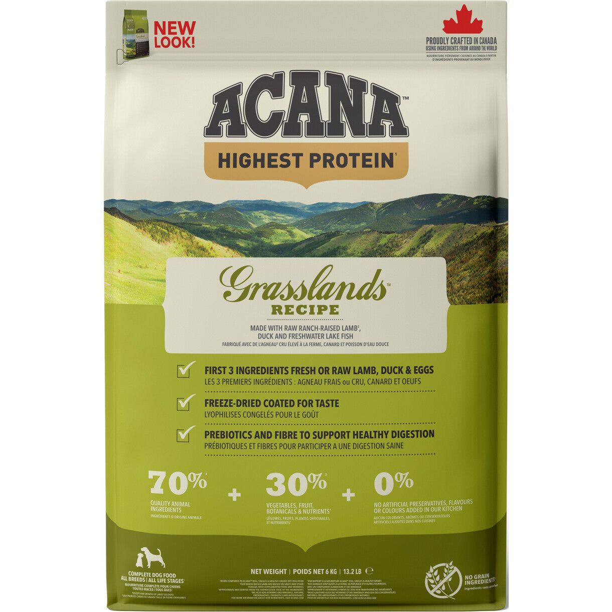 Acana Highest Protein Grasslands hundefoder med lam og and