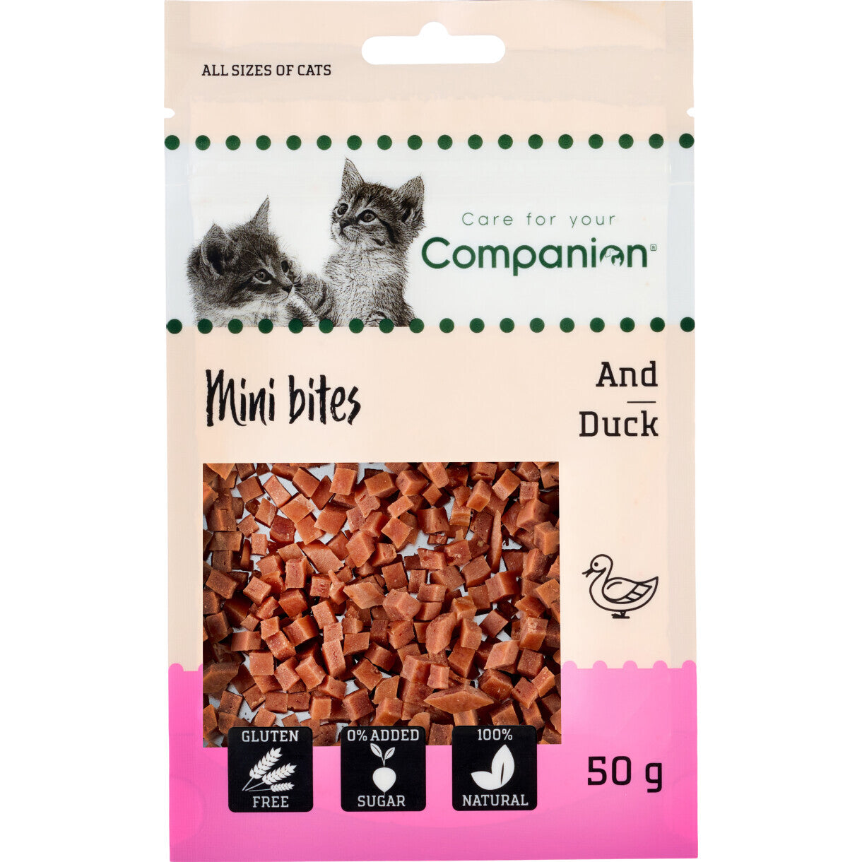 50g Companion kattesnack mini Ande stykker - gluten og sukkerfri