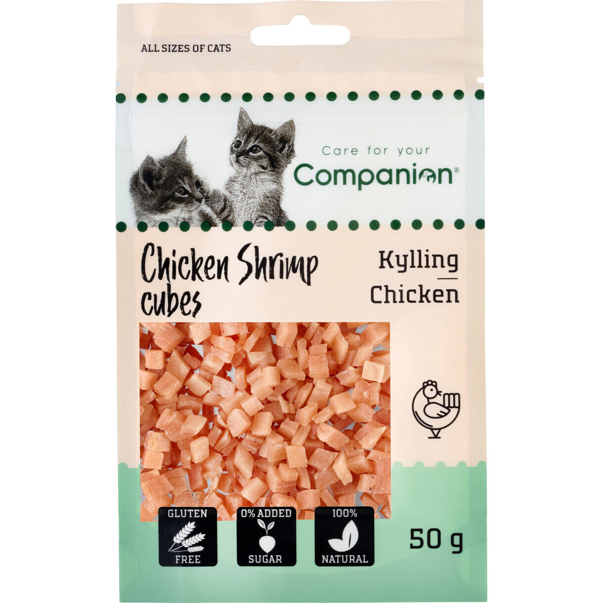 50g Companion kattesnack med rejer - gluten og sukkerfri