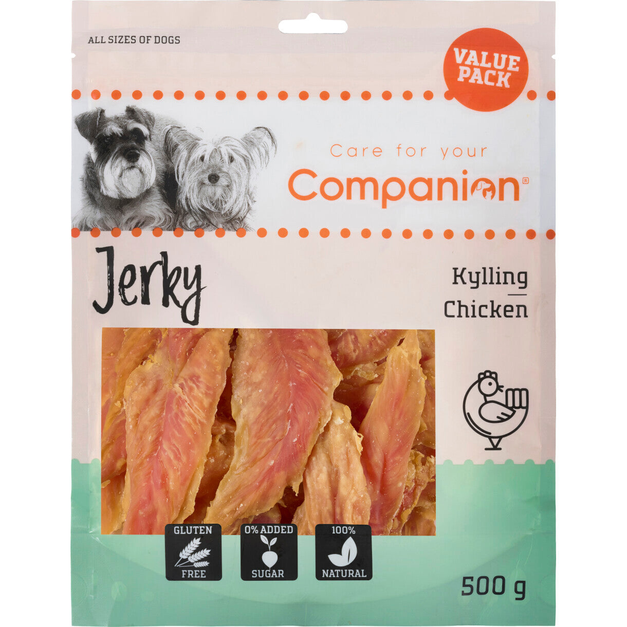 500 g Companion hundesnack med kylling filet - sukker- og glutenfri