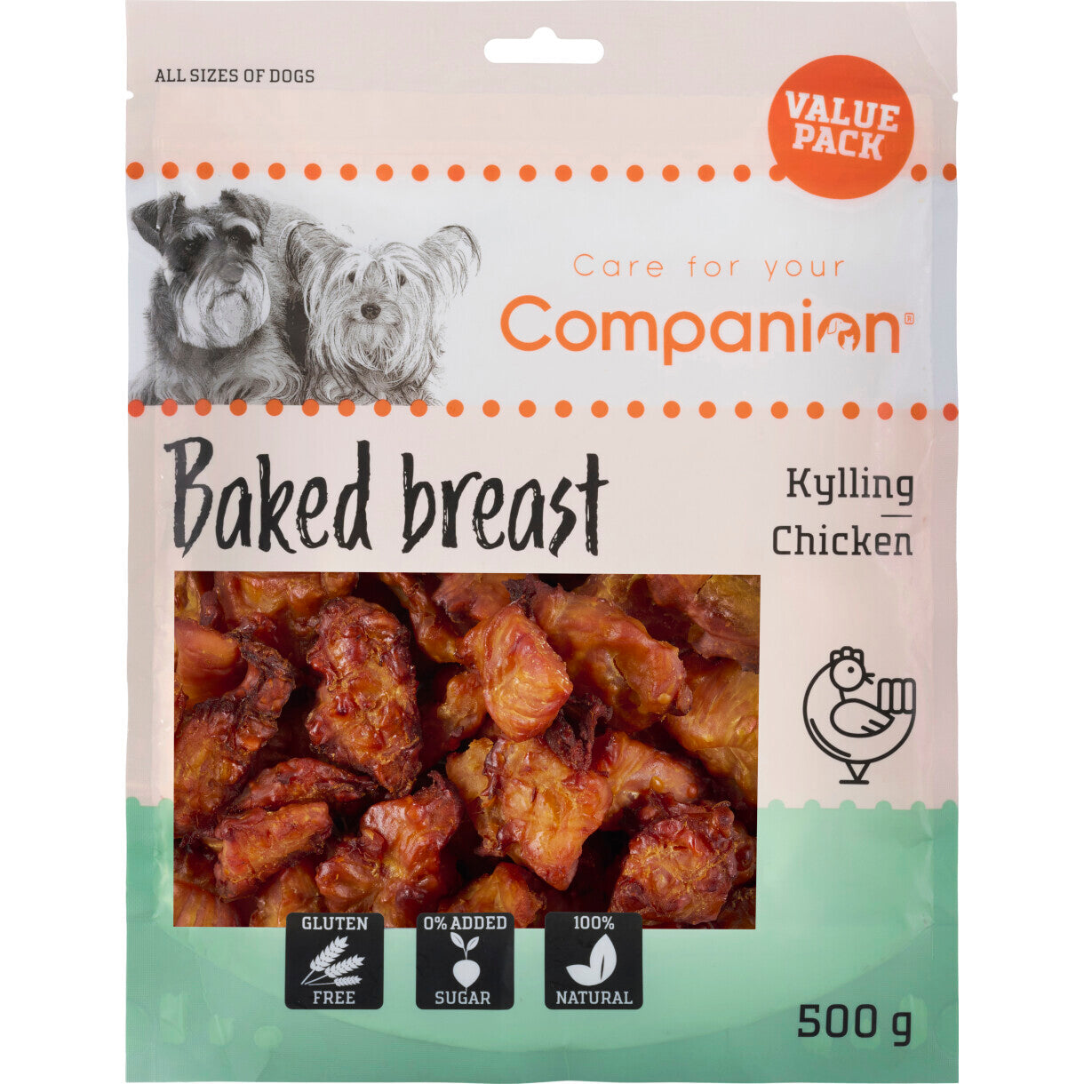 500 g Companion hundesnack med bagt kyllingebryst