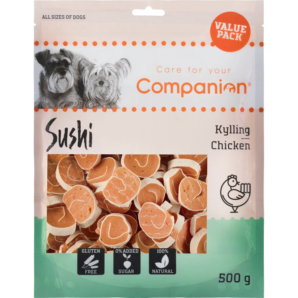 500 g Companion hundesnack med kylling Sushi