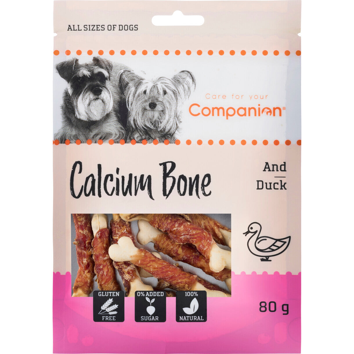 80 g Companion hundesnack Calcium ben med and