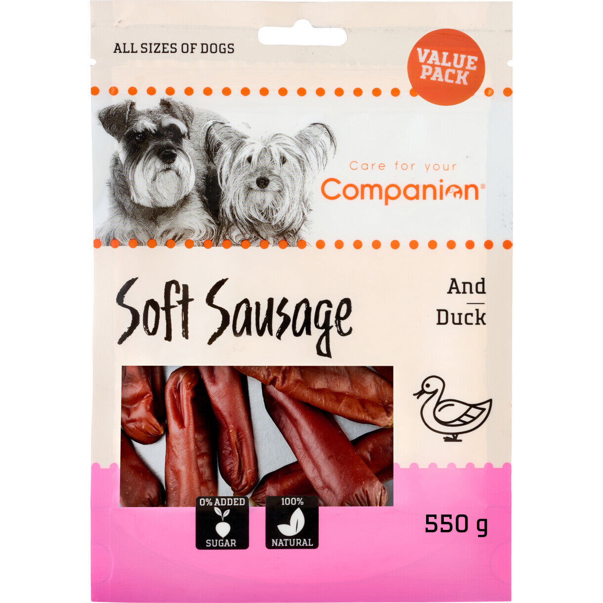 550 g Companion Soft Sausage hundesnack med and