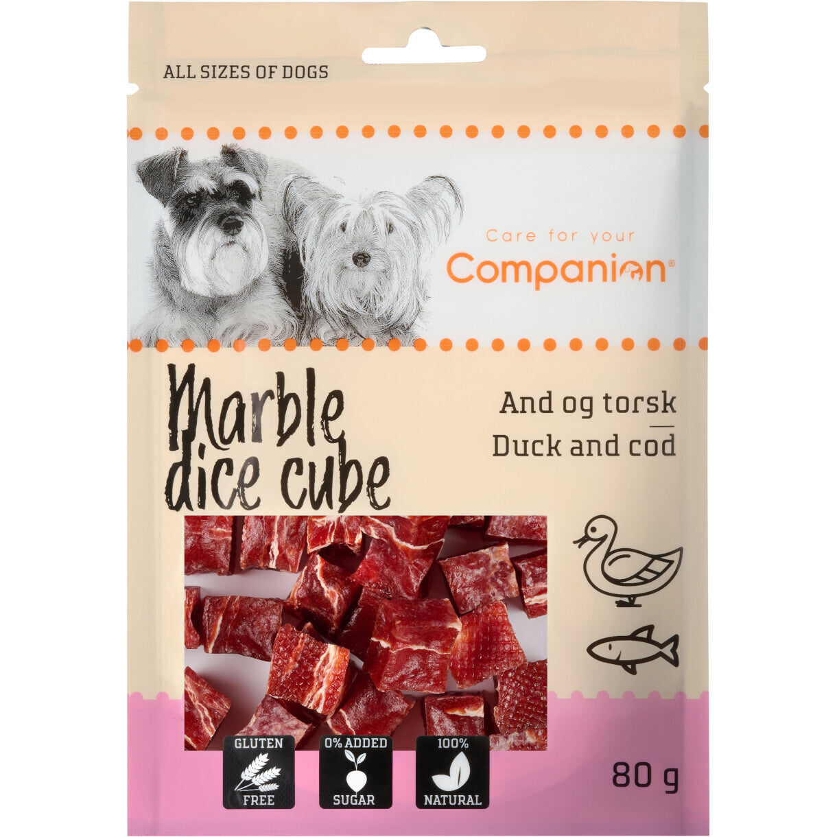 80 g Companion hundegodbidder Marble tern med and og torsk