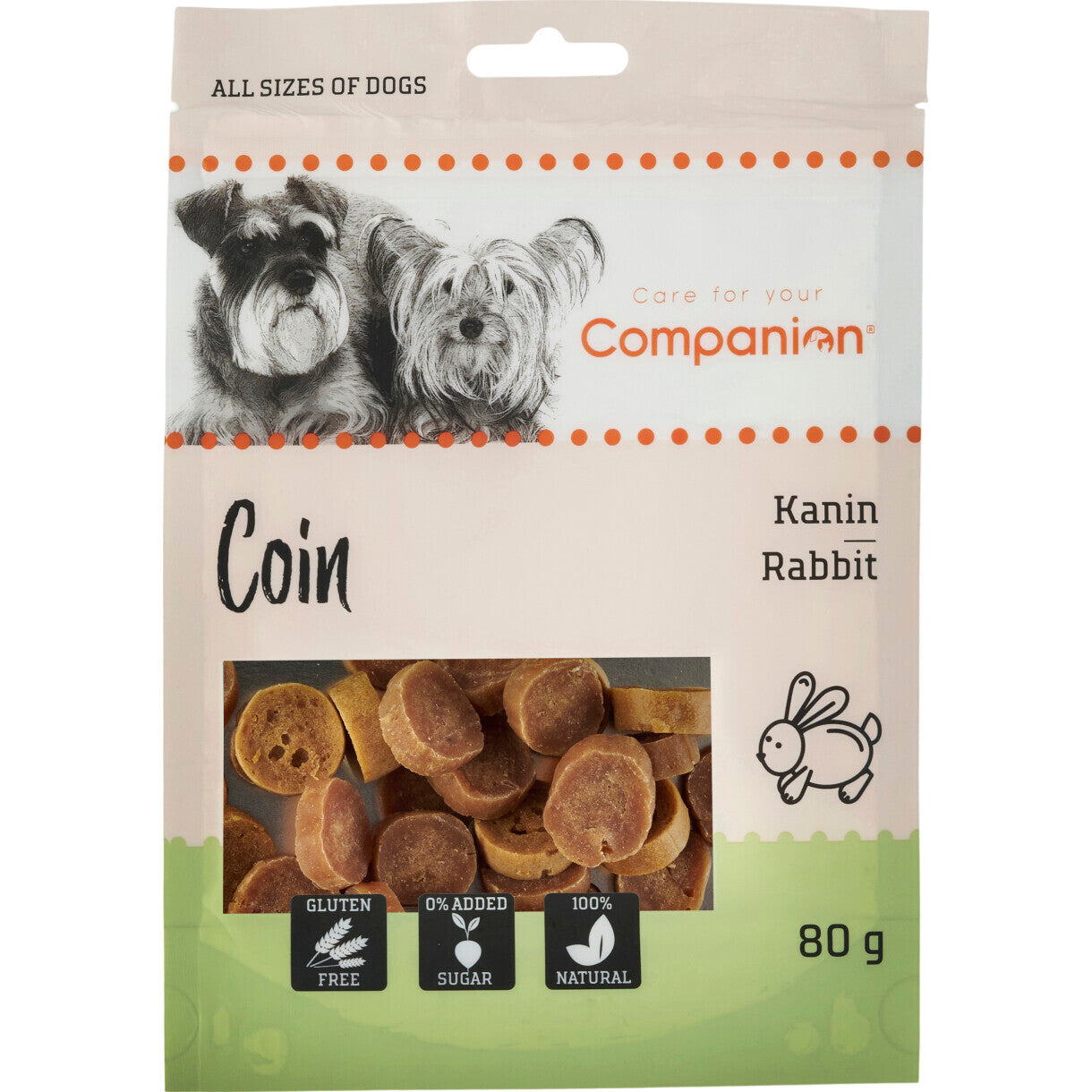 80 g Companion hundesnack bløde mønter af kanin