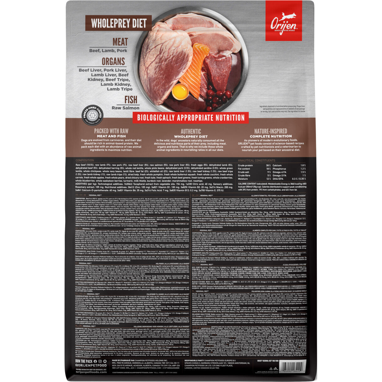 Orijen Regional Red hundefoder med oksekød, svin og lam