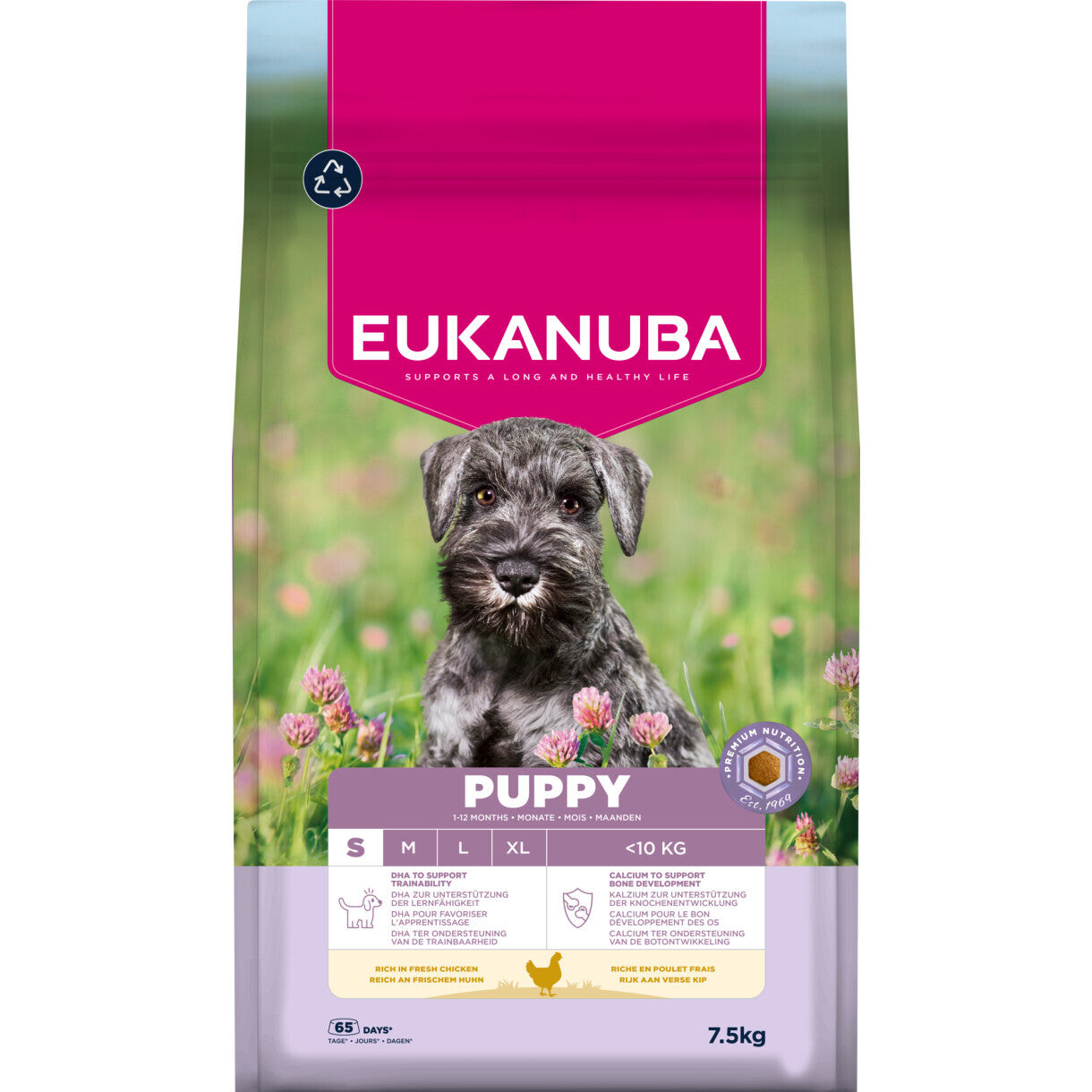 7,5 kg Eukanuba Puppy small breed hvalpefoder med kylling