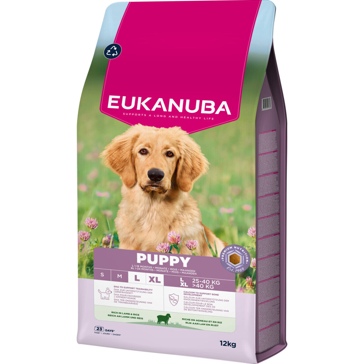 12 kg Eukanuba Puppy large breed hvalpefoder med lam og ris
