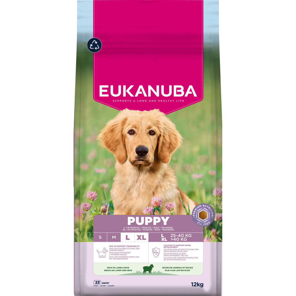 12 kg Eukanuba Puppy large breed hvalpefoder med lam og ris
