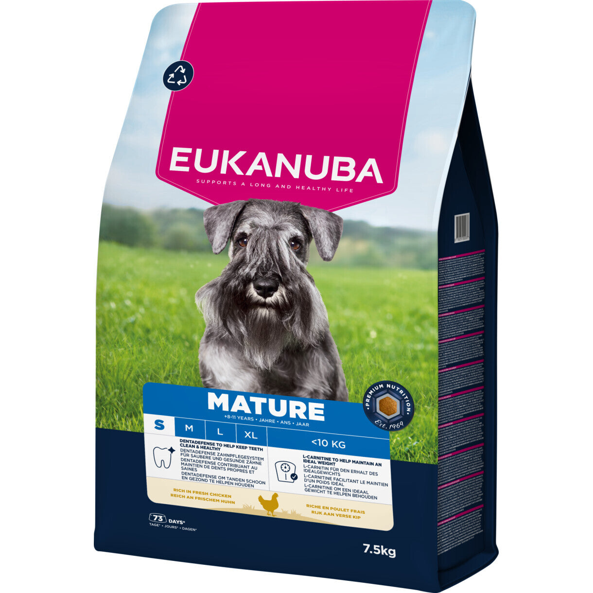 7,5 kg Eukanuba hundefoder Mature Small Breed med kylling