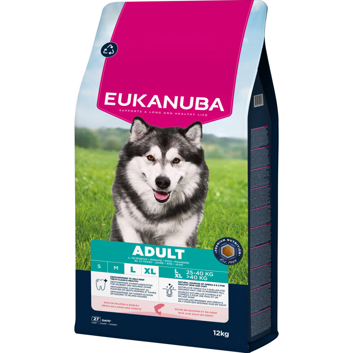 12 kg Eukanuba hundefoder Adult large breed med laks og ris