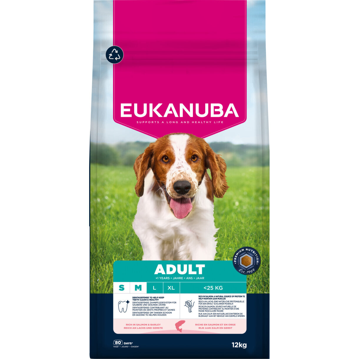 12 kg EUKANUBA Adult Small/medium Breed med laks & byg