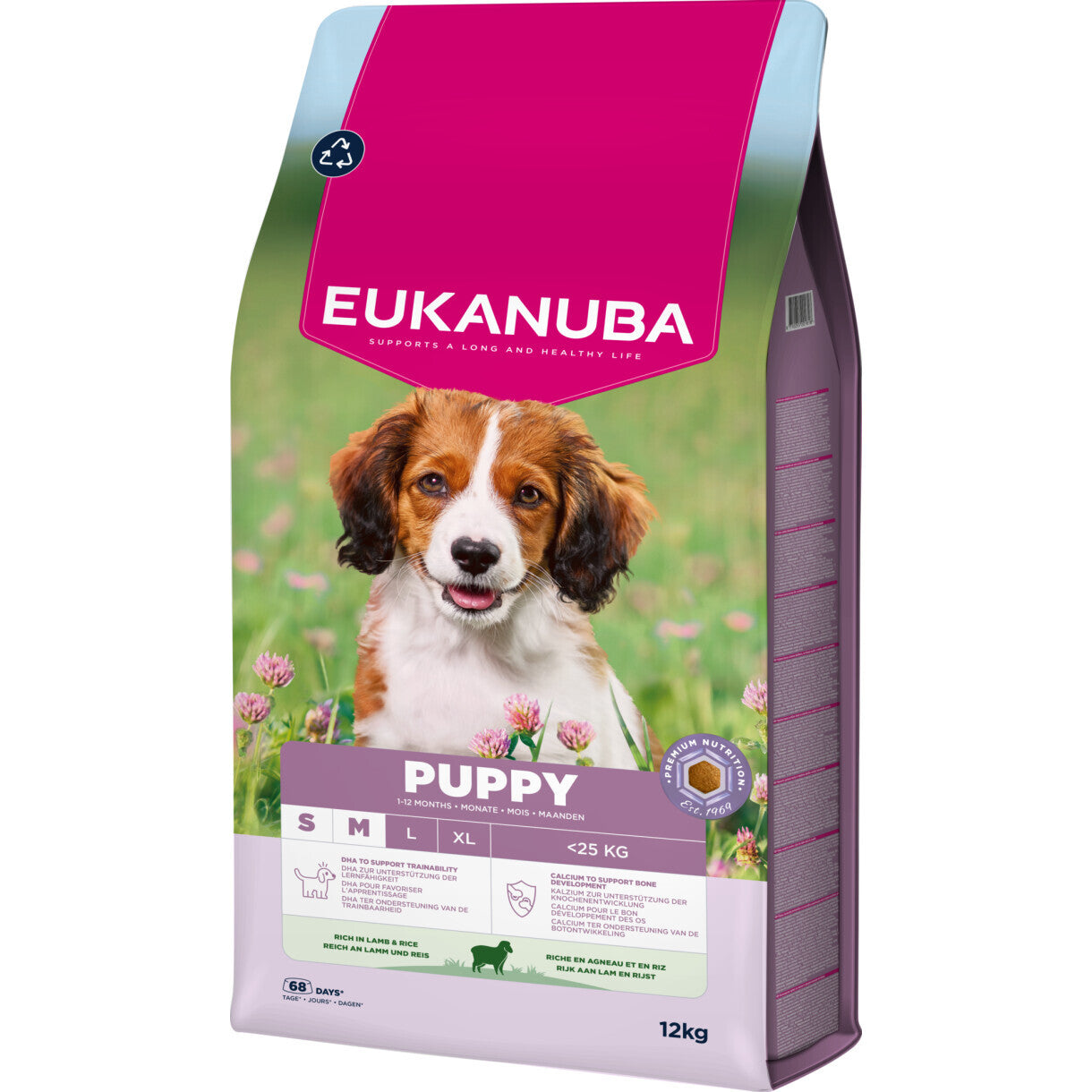 12 kg Eukanuba hvalpefoder Small og Medium med lam og ris