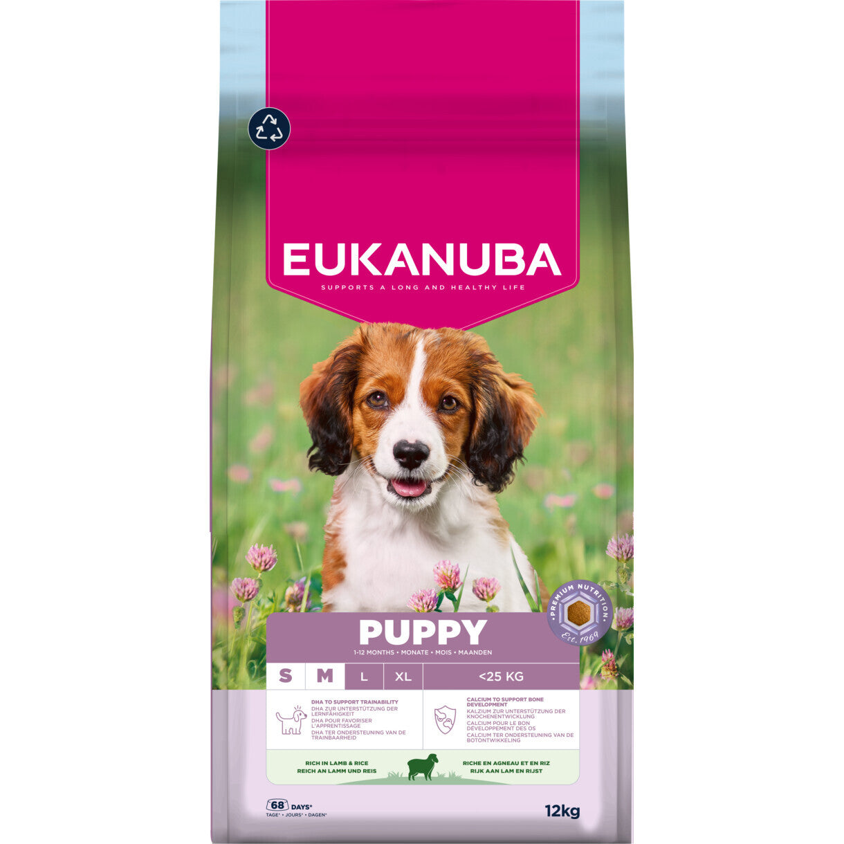 12 kg Eukanuba hvalpefoder Small og Medium med lam og ris