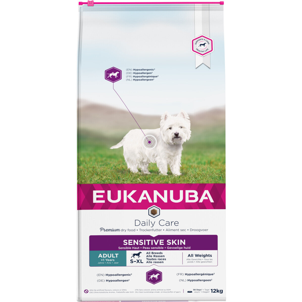 12 kg Eukanuba DailyCare hundefoder til hunde med sensitiv hud