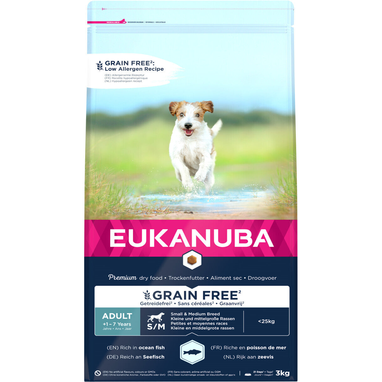 3 kg EUKANUBA hundefoder med havfisk small/Medium kornfri
