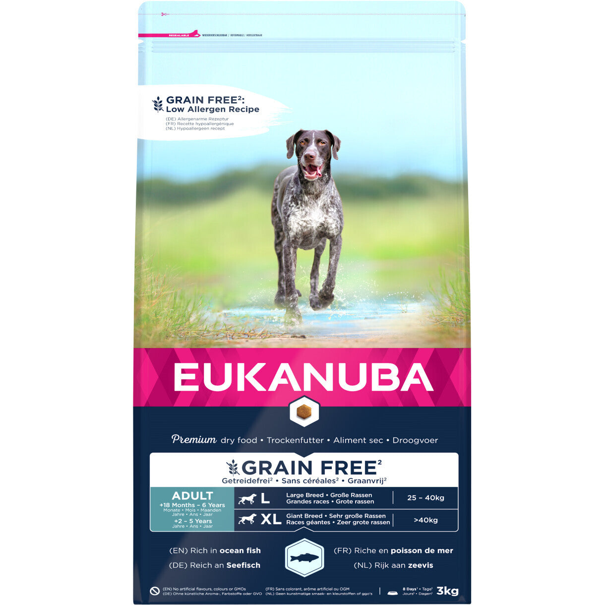 3 kg EUKANUBA hundefoder med havfisk Large kornfri