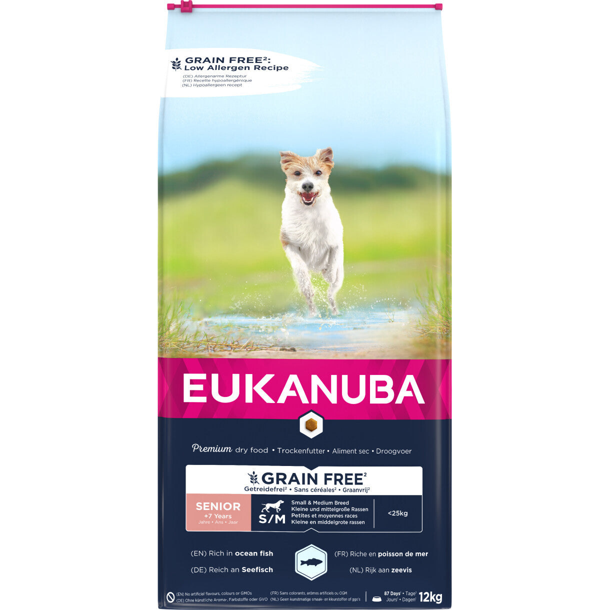 12 kg EUKANUBA Senior hundefoder med havfisk Small/Medium - kornfrit