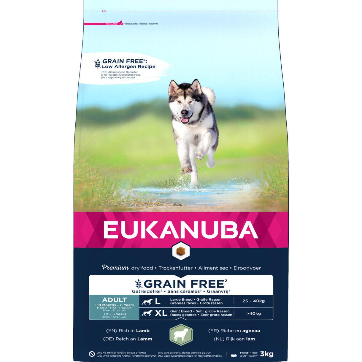 3 kg Eukanuba hundefoder med lam Large kornfri