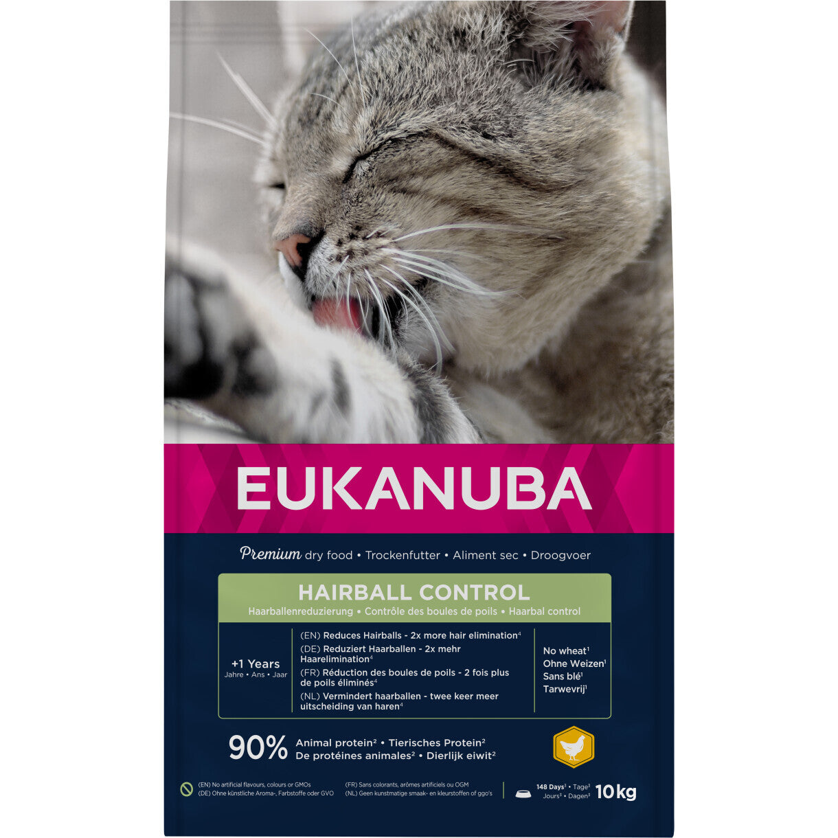 10 kg Eukanuba kattefoder til katte fra 1 år - Hårbolle forebyggelse