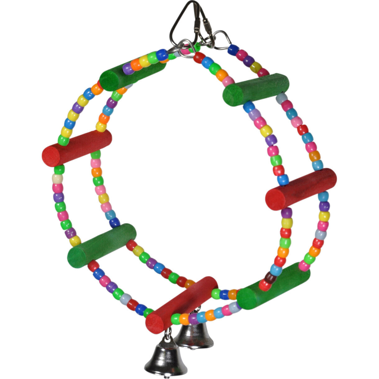 Fuglelegetøj til parakiter 25 x 8 cm - perlehjul og multifarvet