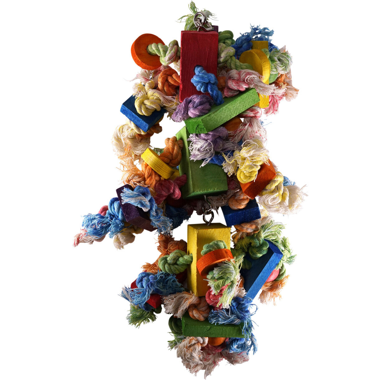 Fuglelegetøj til parakiter og papegøjer 45 x 21 cm - multifarvet snor