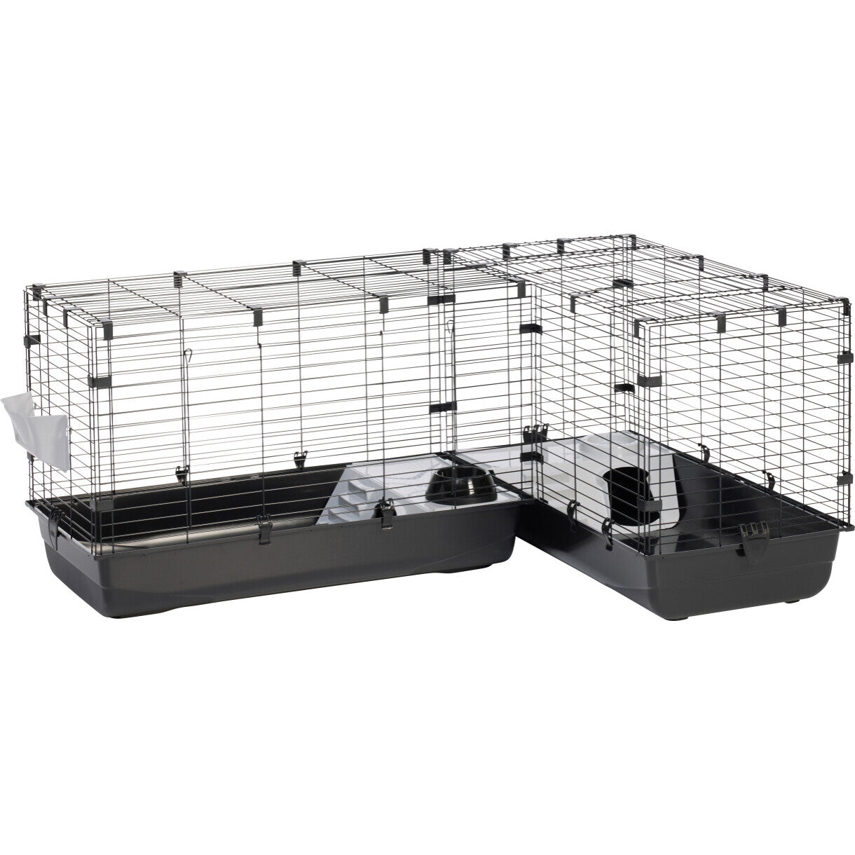 Savic dobbelt indendørs kanin og marsvin bur 148 x 50 x 63,5 cm sort