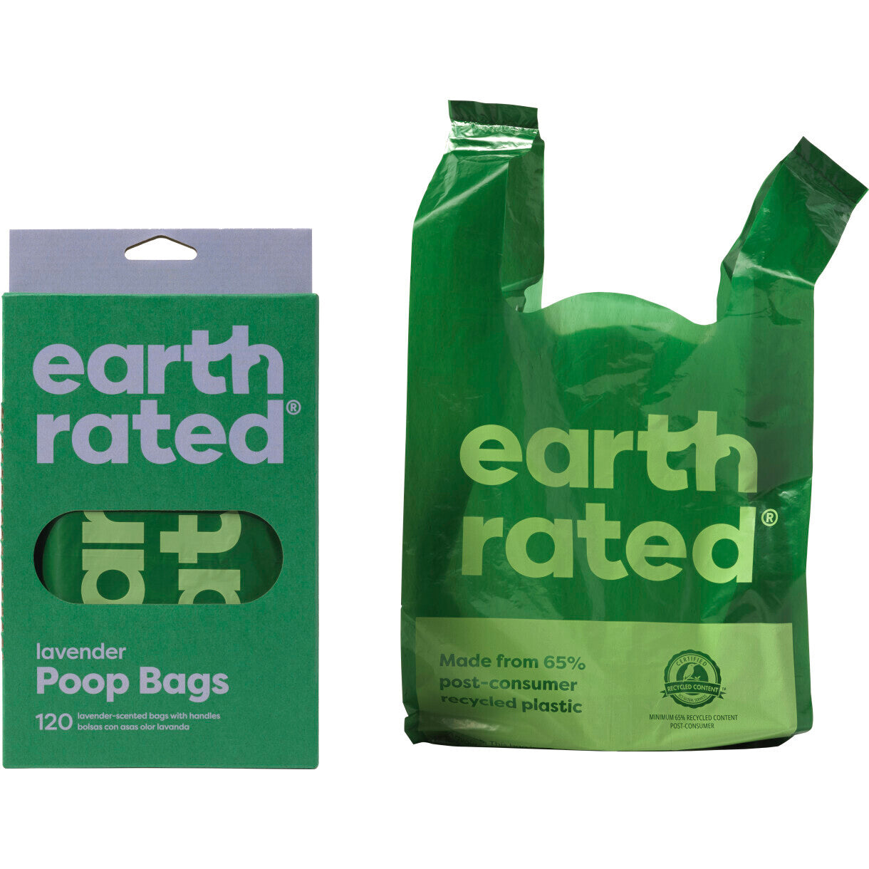 Earth Rated Eco-Friendly høm-høm poser med håndtag og Lavendel duft - 120 poser