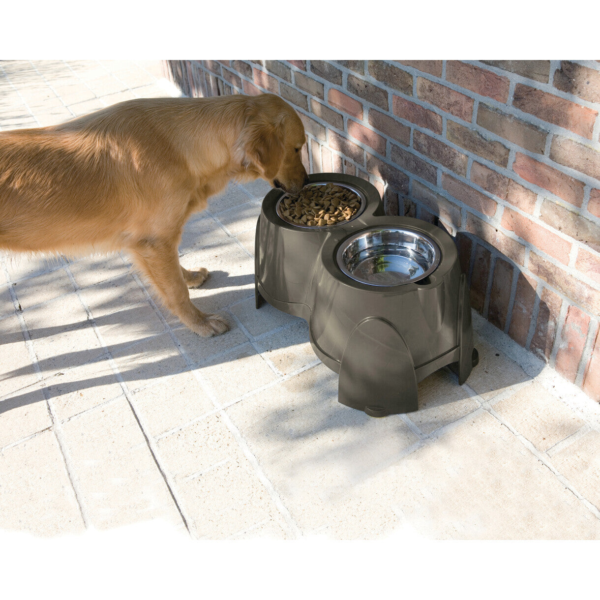 Ergonomisk hundeskåle stativ - grå