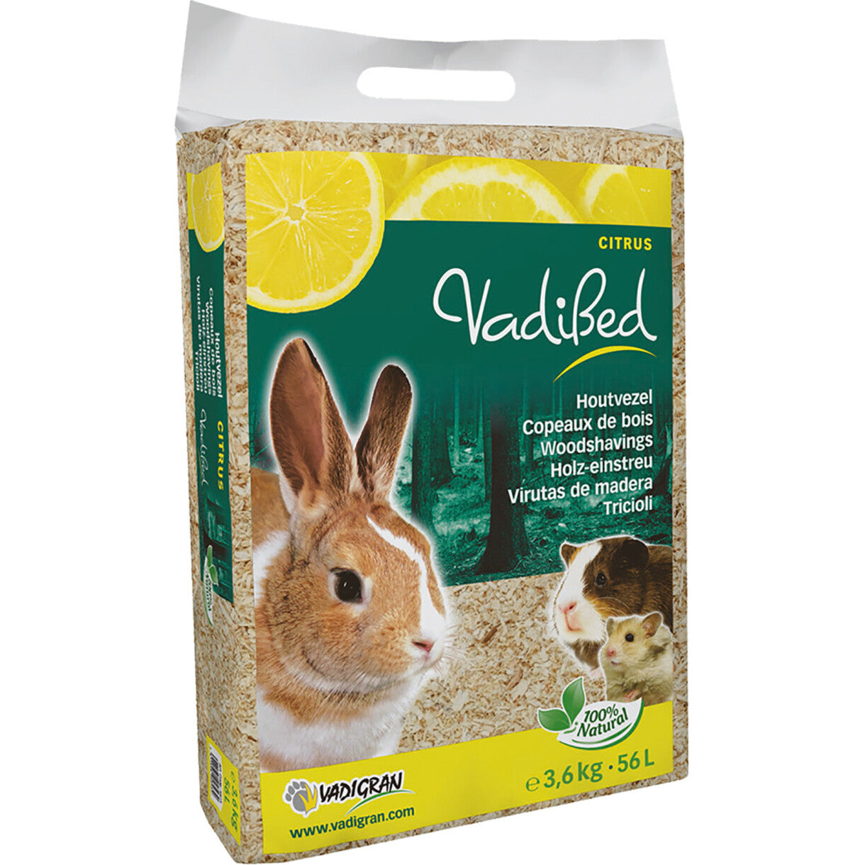 Vadibed spåner med citrus til gnavere 56 liter