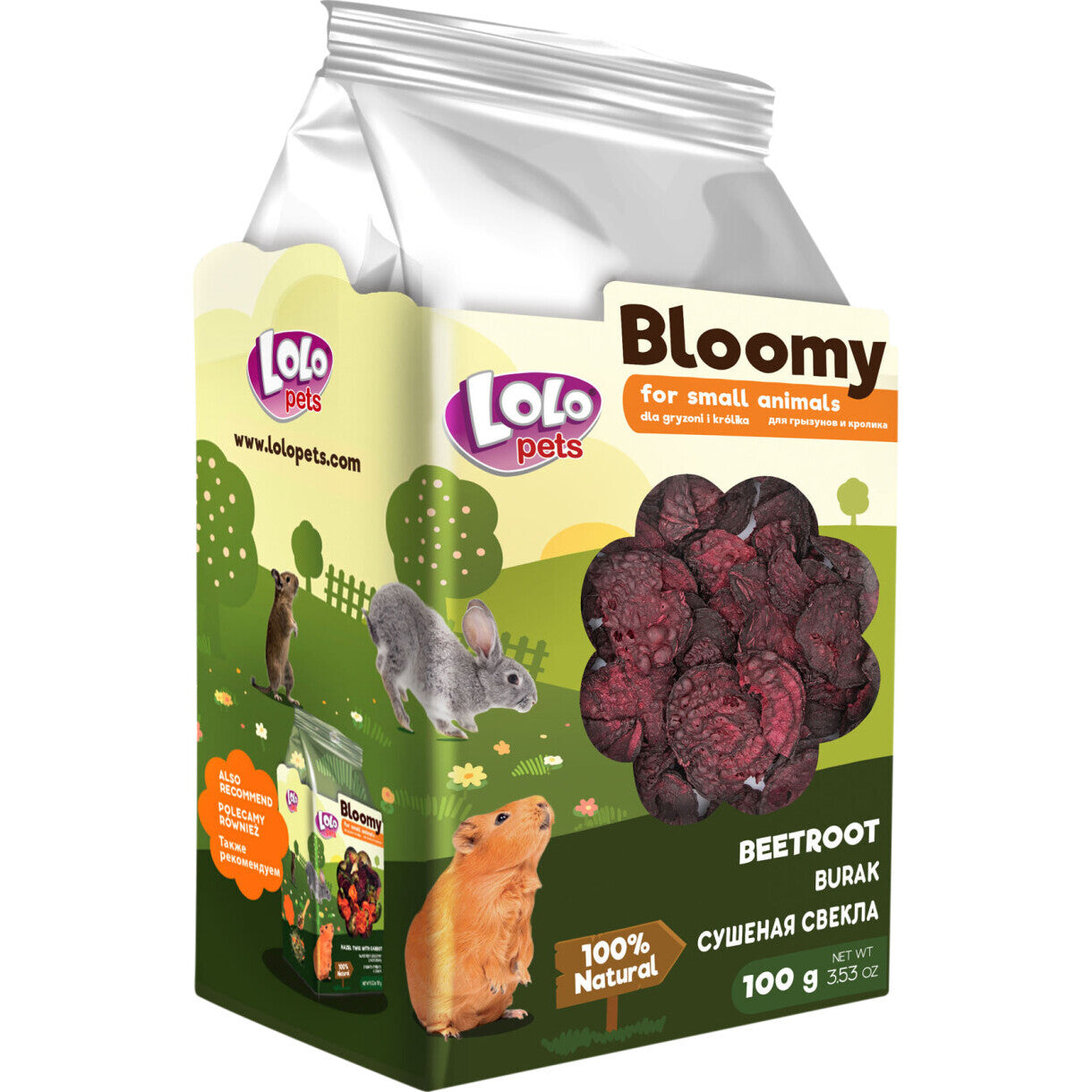 100 gr Lolo Bloomy Snack med rødbeder til kaniner og gnavere