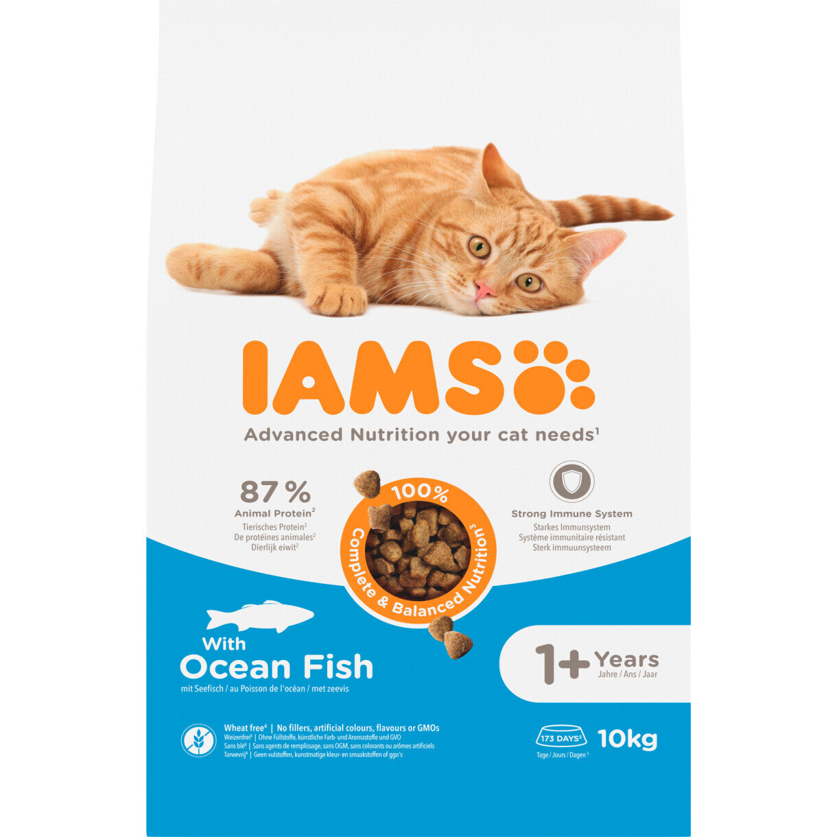 10 kg Iams Vitality kattefoder med havfisk til voksne katte