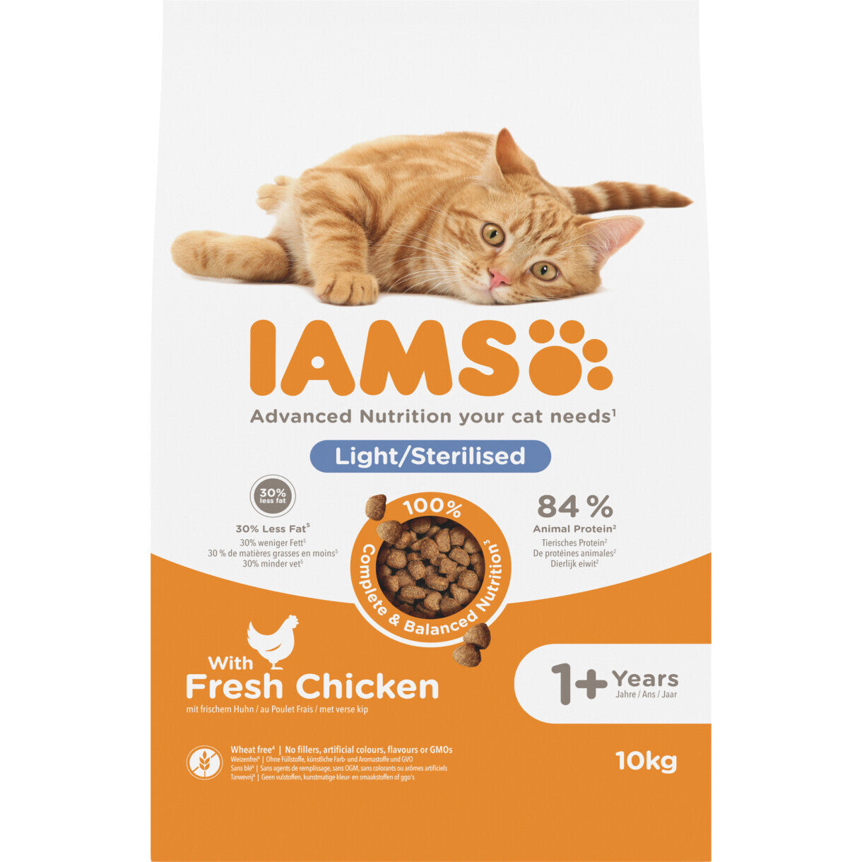 10 kg Iams Vitality kattefoder til steriliserede katte - fra 1 år.