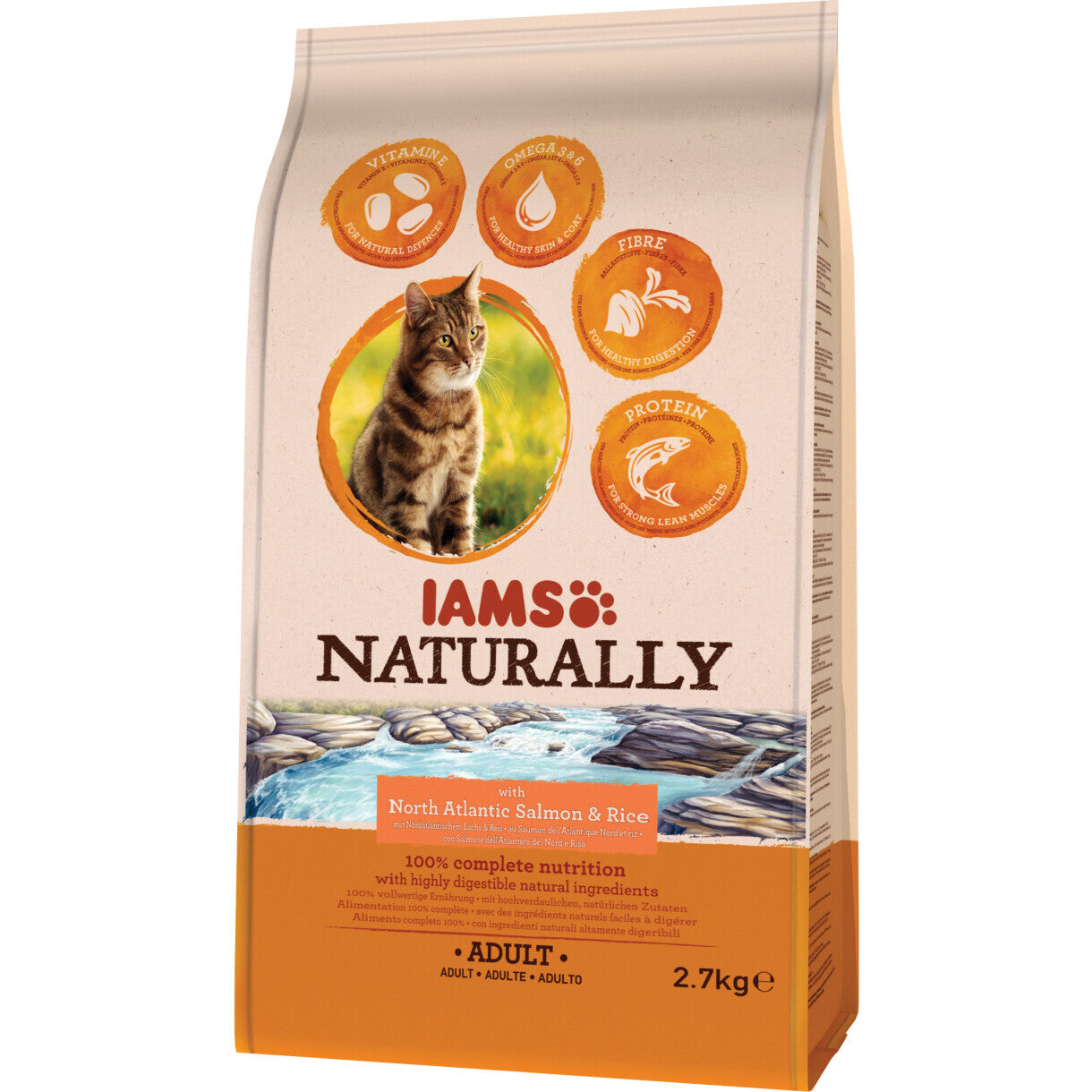 Iams kattefoder Naturally med laks til voksne katte fra 1 til 6 år