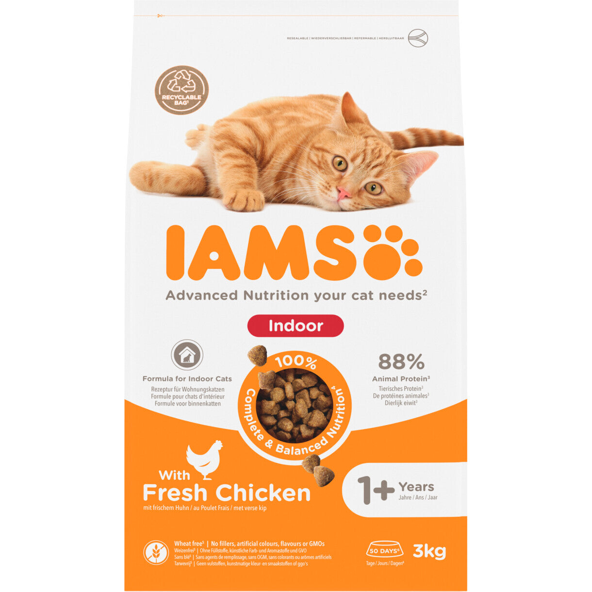 3 kg Iams Vitality kattefoder til indendørs katte fra 1 år