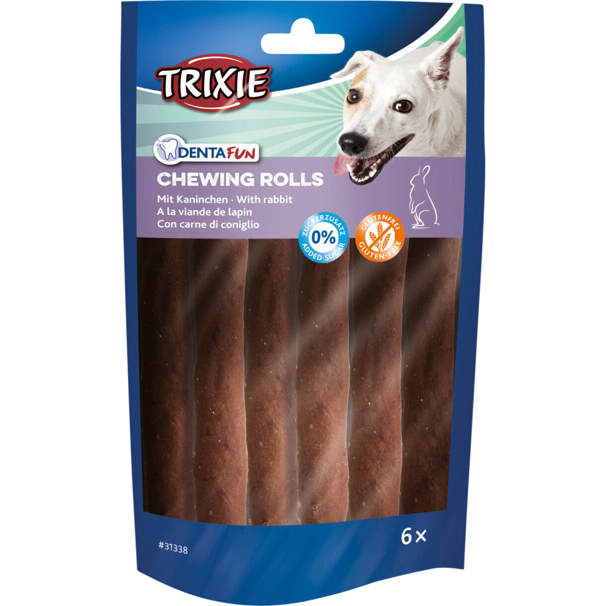 6 stk Trixie Denta Fun tyggesticks med kanin til hunde 12 cm