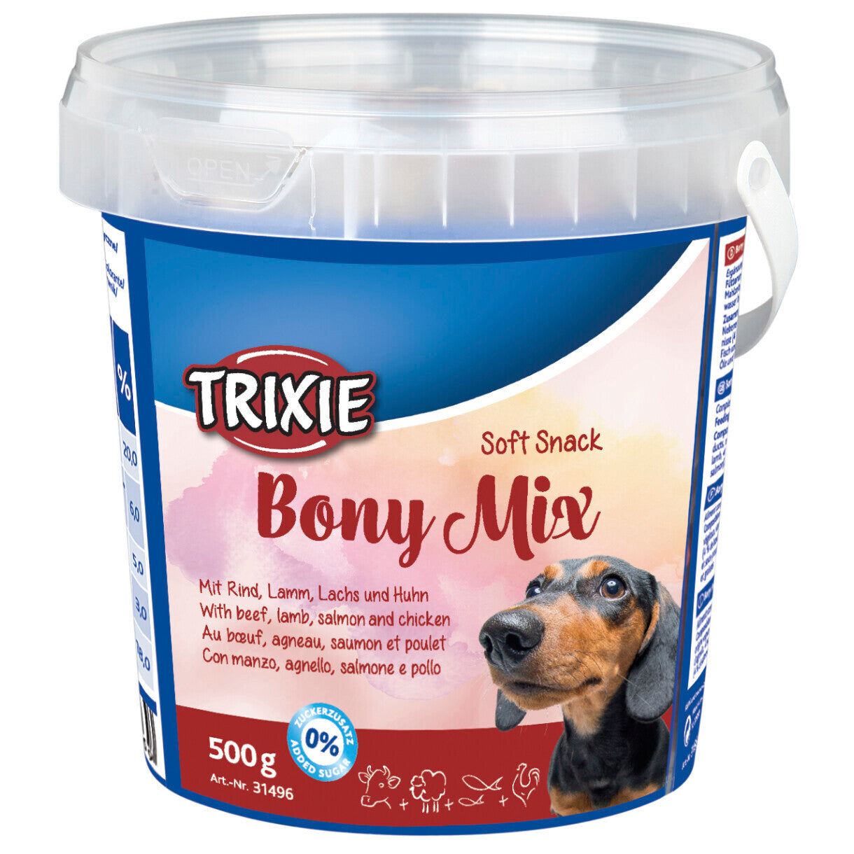 500 g Trixie Soft Snack Bony Mix med oksekød - lam, laks og kylling