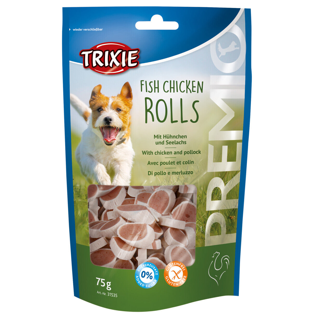 75 g Trixie Premio Rolls hundesnack med kylling og sej