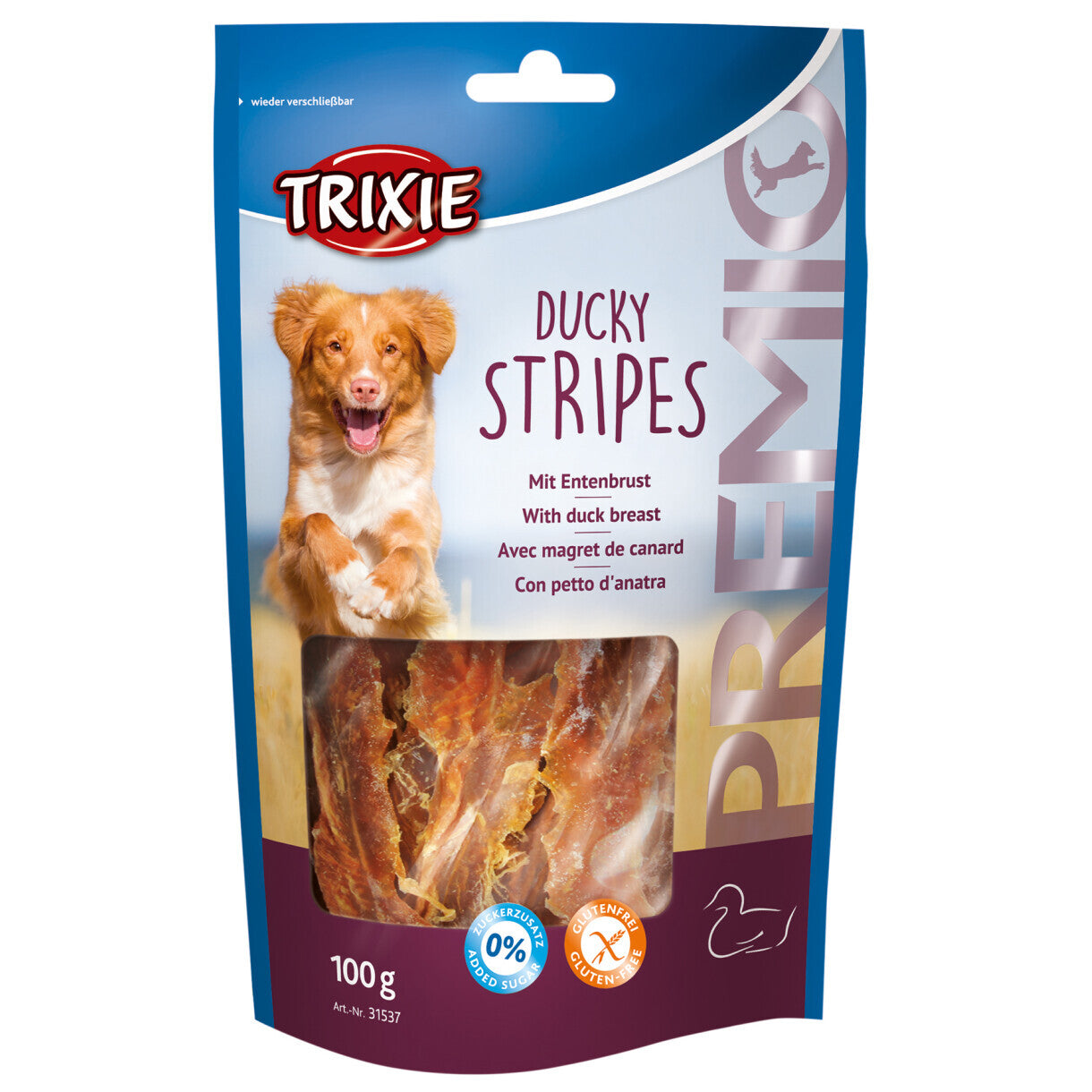 100 g Trixie hunde snack med and i strimler