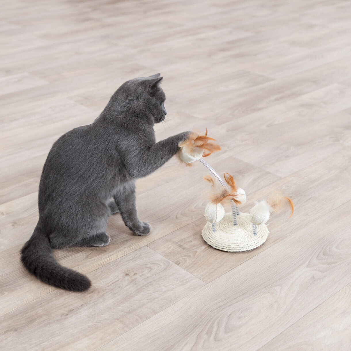 Trixie kattelegetøj Fjerlegetøj med fjeder på sisalfod 30 cm