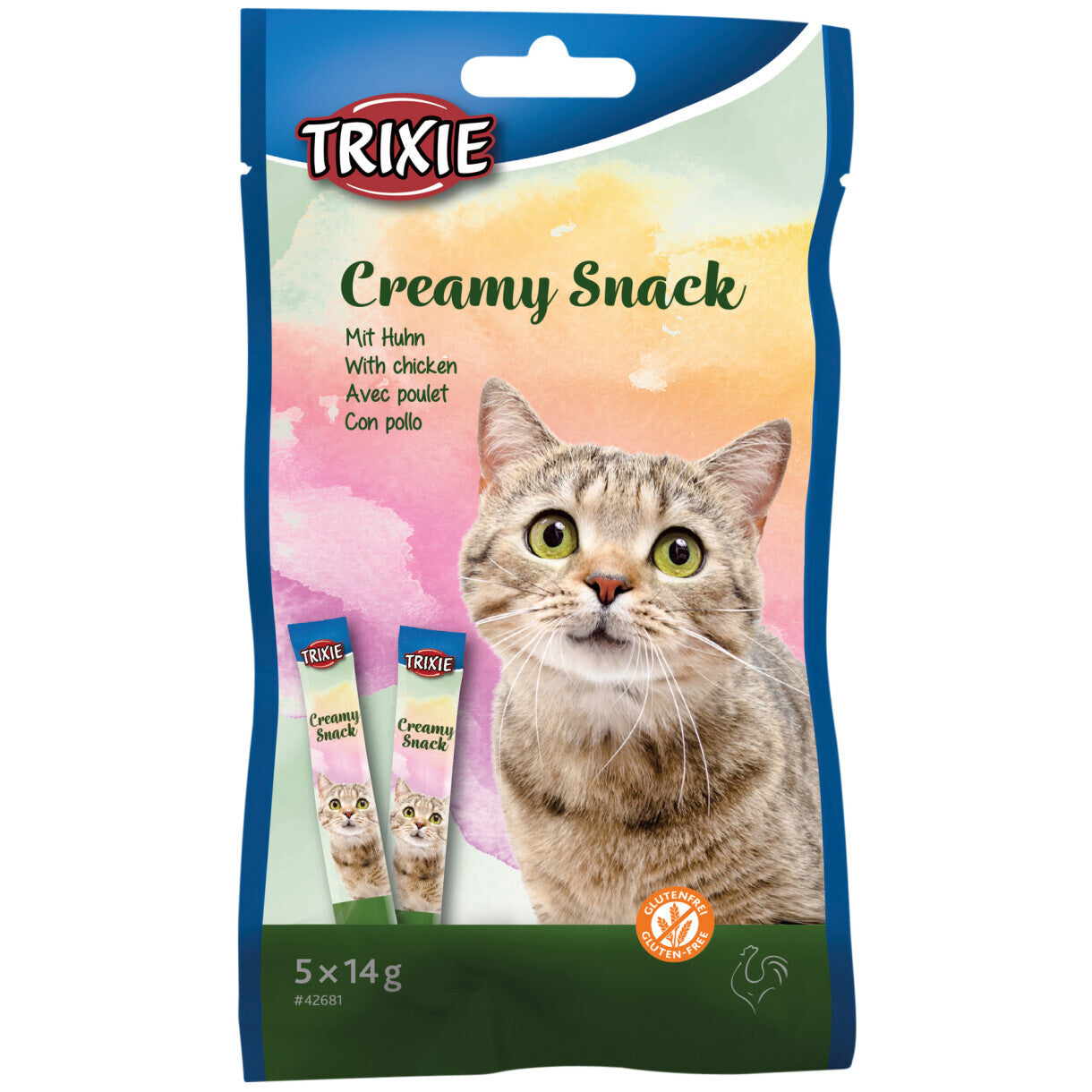 Trixie cremet katte snack med kylling sukker og glutenfri 5 x 14 g