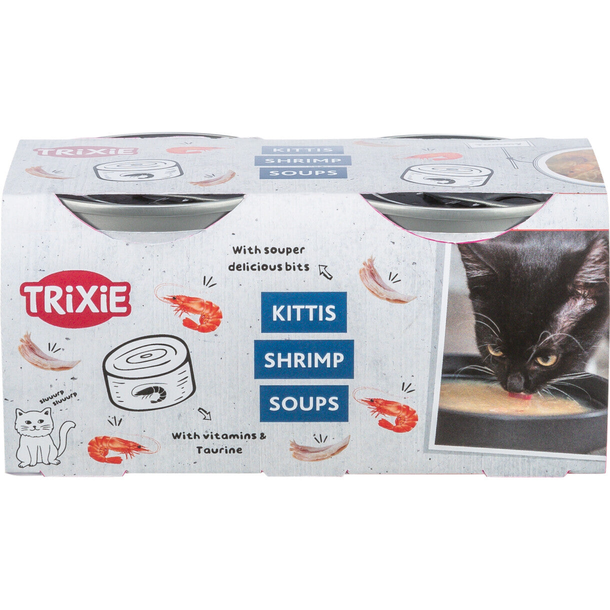4 x 80 g Trixie kattevådfoder - Suppe med kylling og rejer