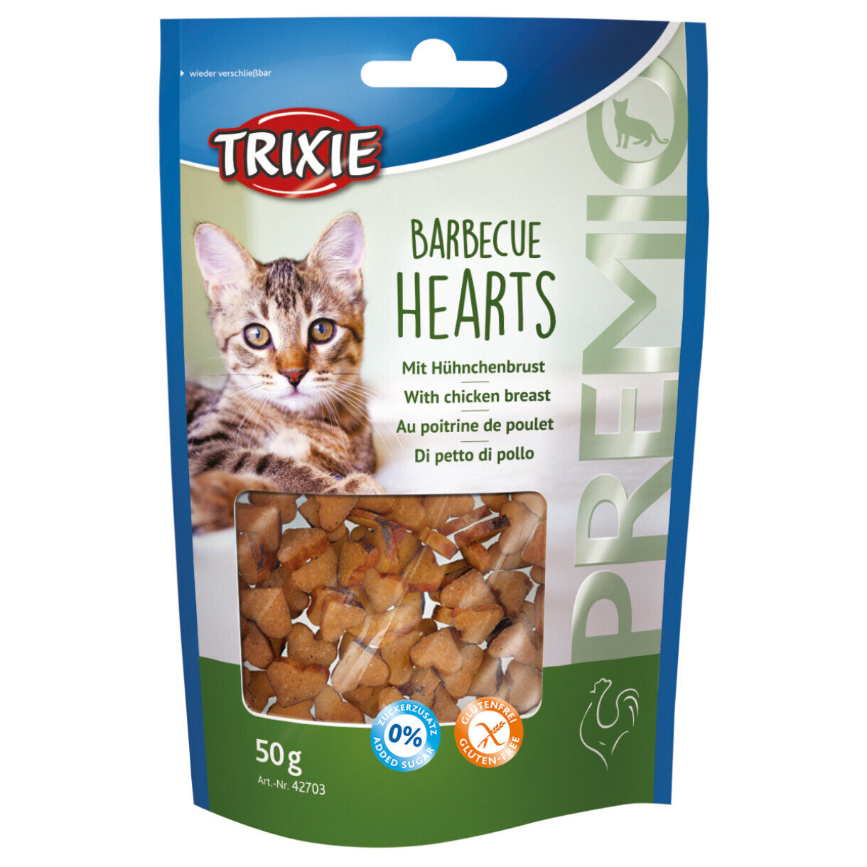 Trixie katte snack barbecue hjerter - gluten og sukkerfri 50 g