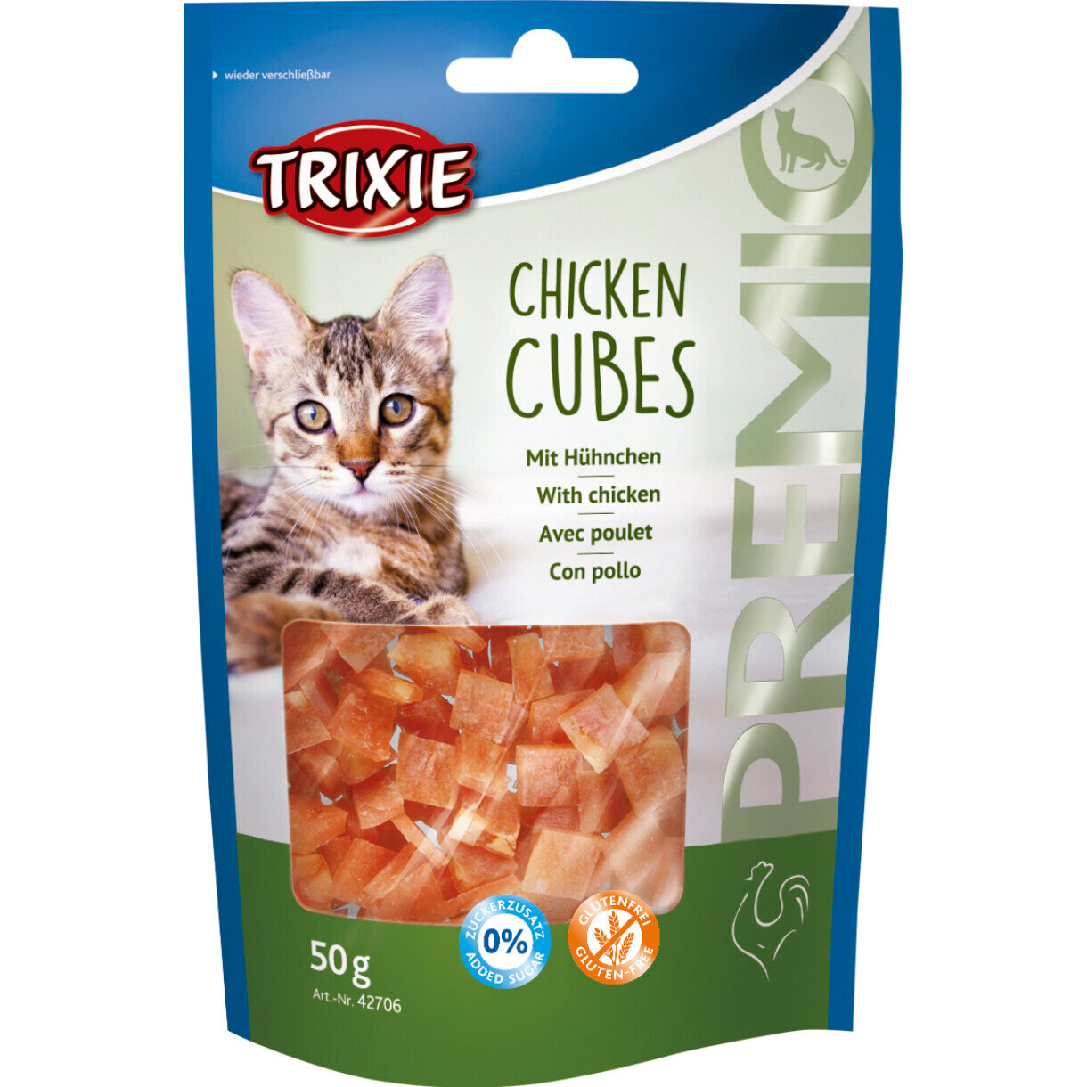 Trixie Katte godbidder Cubes med kylling 50 gr - sukker og glutenfri