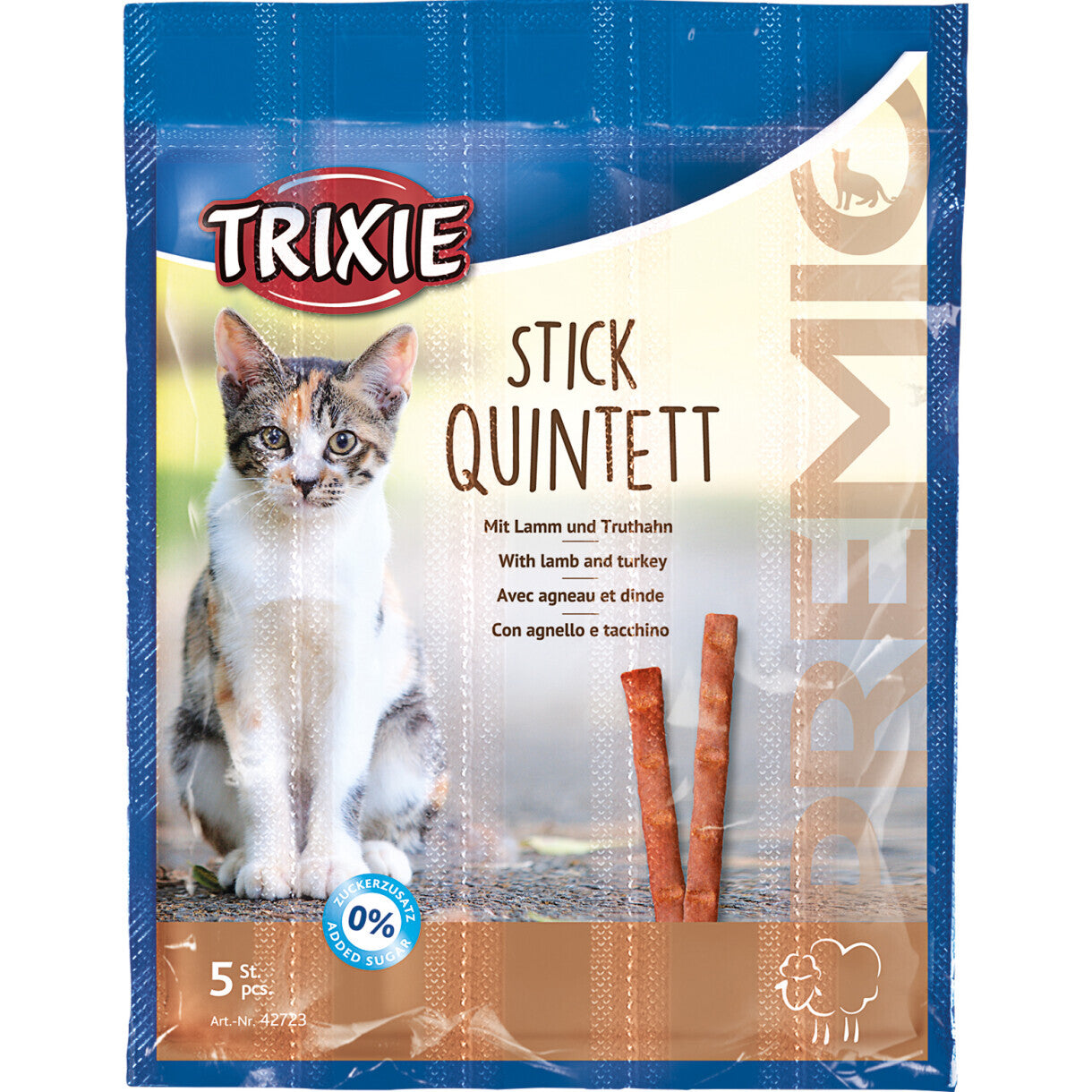 Trixie katte godbidder Quadro-Sticks med Lam og kalkun 5 x 5 g - sukkerfri