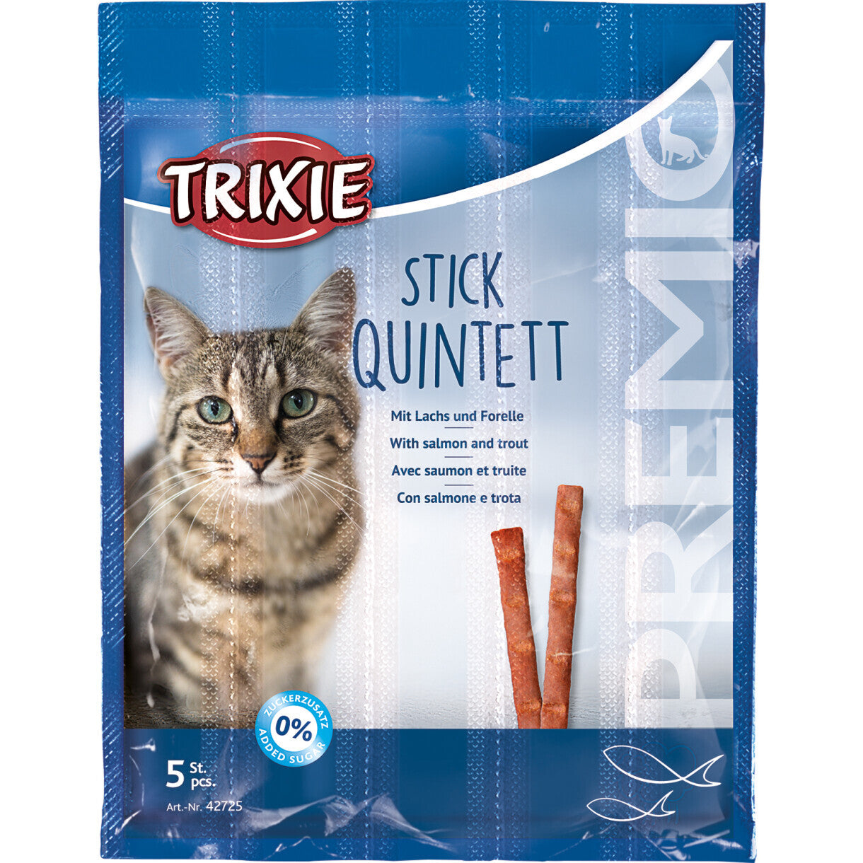 Trixie katte godbidder Quadro-Sticks med Laks og Ørred 5 x 5 g - sukkerfri