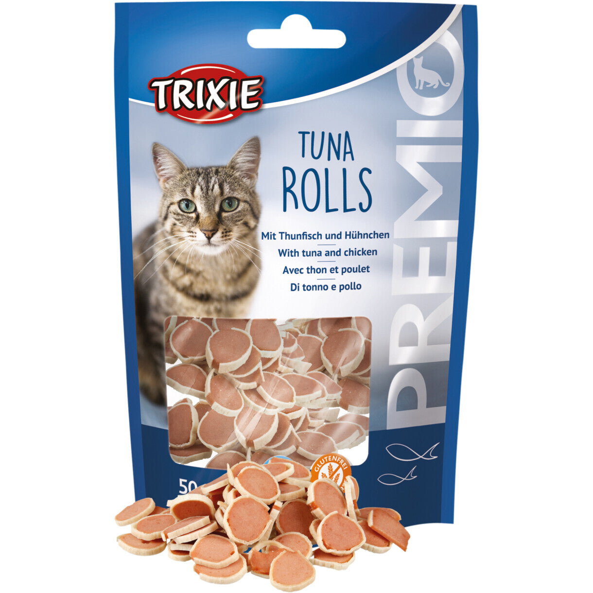 Trixie katte godbidder Rolls med tun og kylling 50 g - gluten og sukkerfri